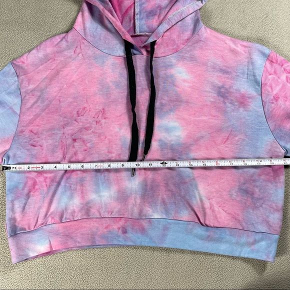 Pink blue purple size Xl 📌 tie dye cotton candy color cropped hoodie/sweatshirt - Picture 5 of 8
